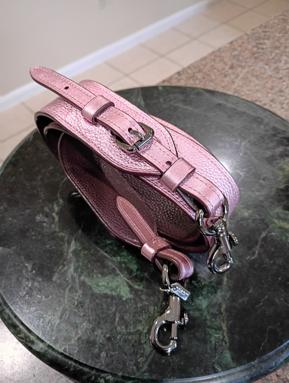 Coach Metallic Pink Leather Novelty Strap